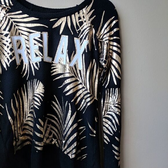 Chaser Golden Frond Relax Metallic Pullover size M - Picture 4 of 6